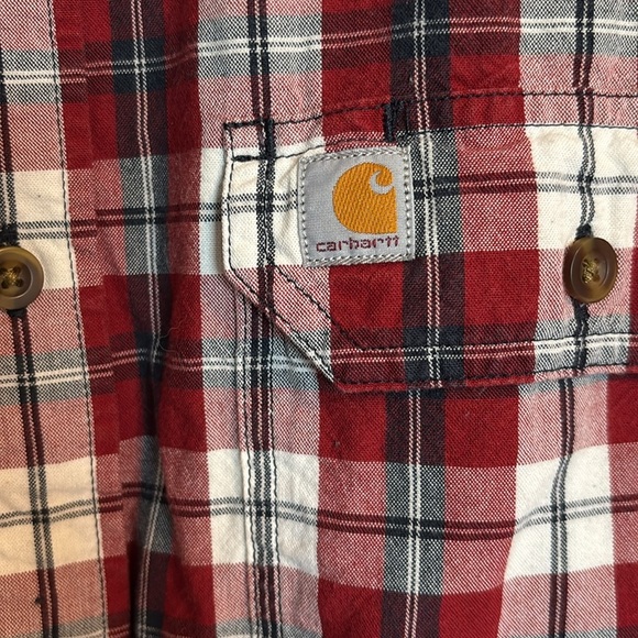 Carhartt men’s red plaid short sleeve button down shirt size XL - Picture 6 of 9